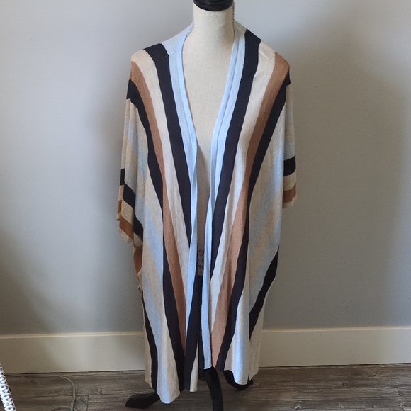 H&M Sweaters - H&M Open Front Stripe Cardigan Sweater Shawl Blue Black Brown Size XS S